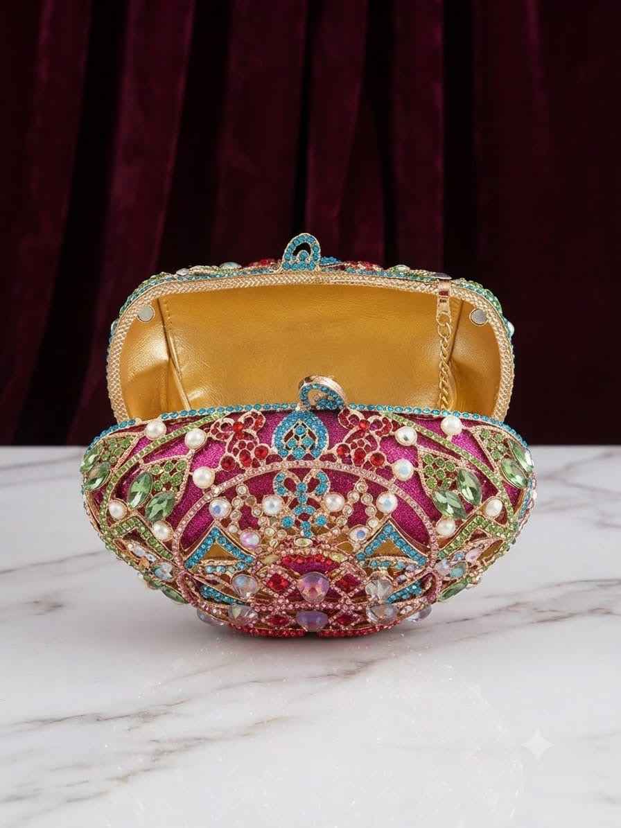Crown crystal clutch bag