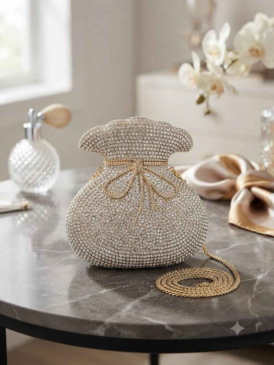 Crystal rhinestone bowknot clutch