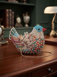 Bird crystal rhinestone clutch