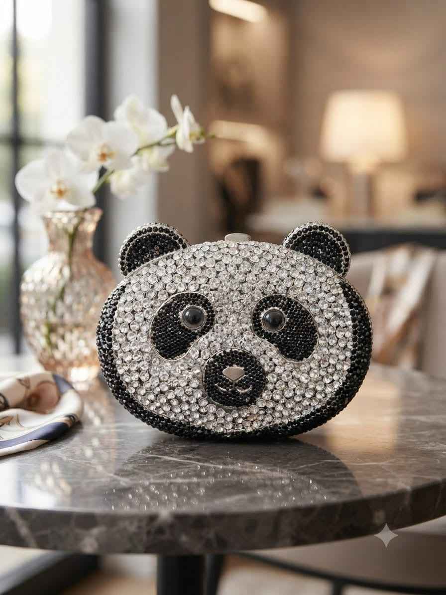 Panda rhinestone crystal bag