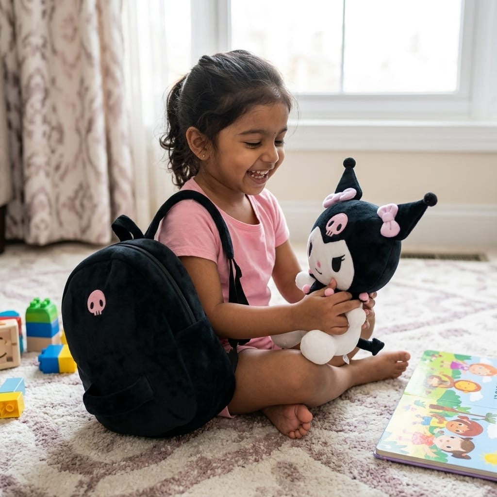 Unicorn & Kuromi plush toy character backpack