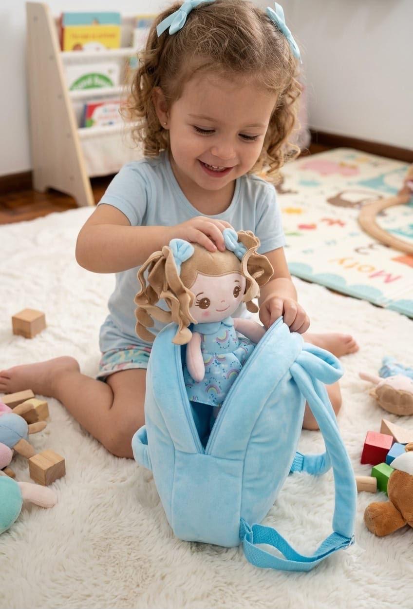 Cute Girl Doll Plush Backpack for Kids