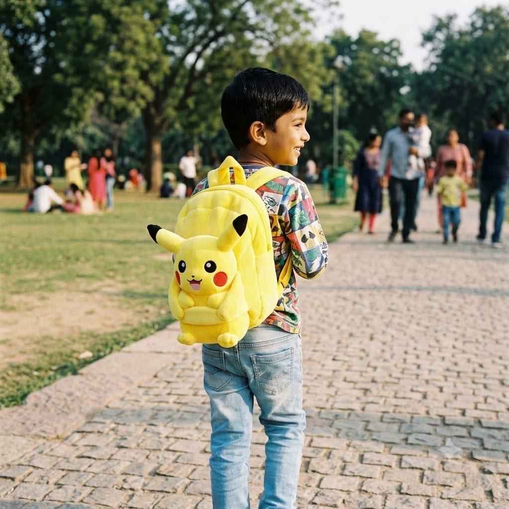 Pikachu and labubu plush toy backpack