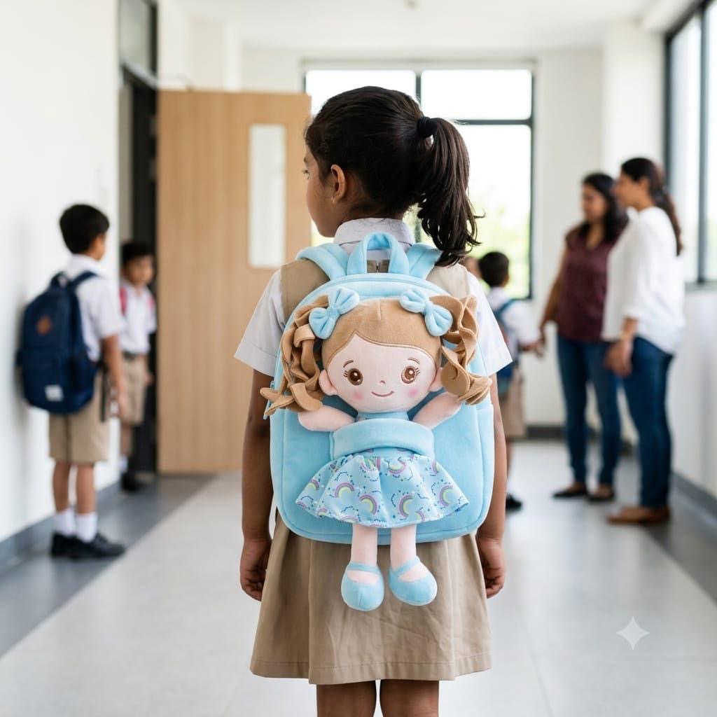 Cute Girl Doll Plush Backpack for Kids
