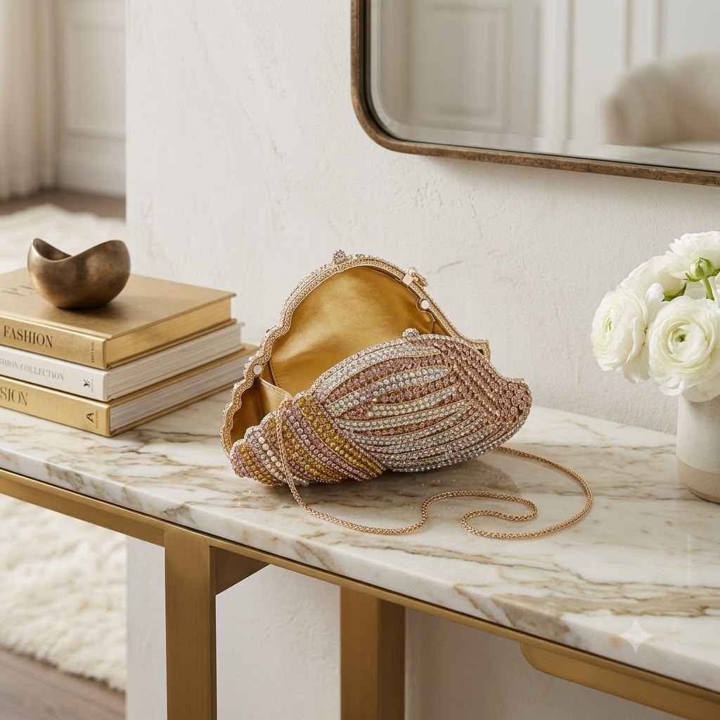 Shell crystal clutch