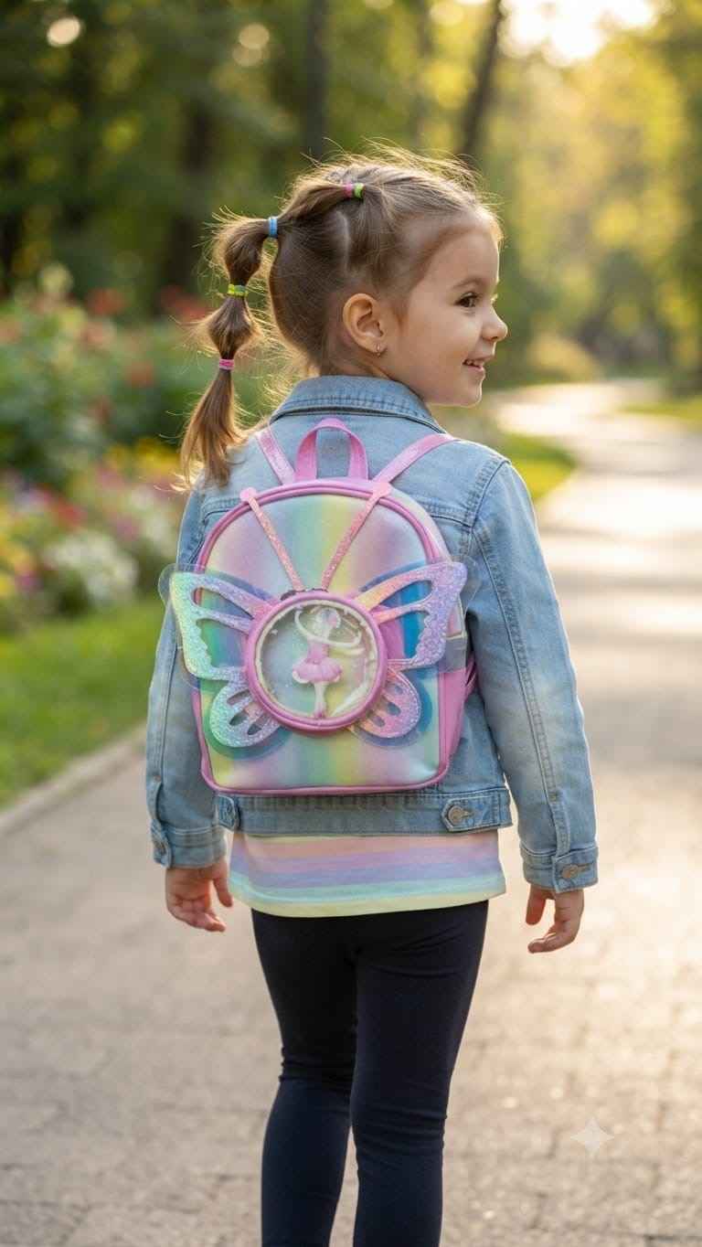 Metallic butterfly kids bag