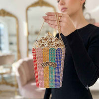 Popcorn rhinestone clutch bag