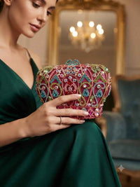 Crown crystal clutch bag