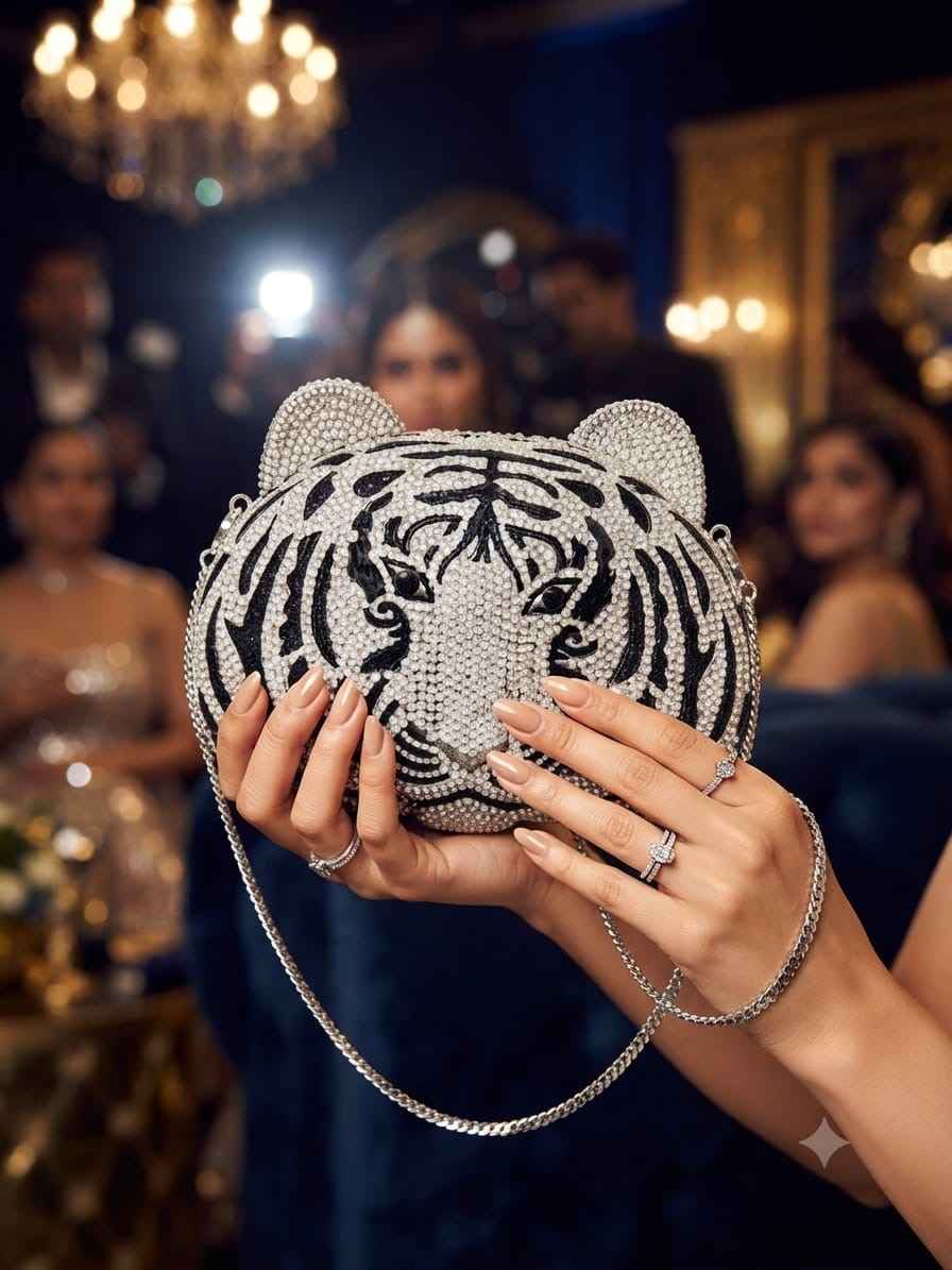 Tiger crystal rhinestone bag