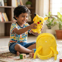 Pikachu and labubu plush toy backpack