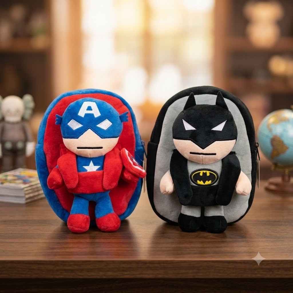 Captain America / batman theme  plush carton backpack