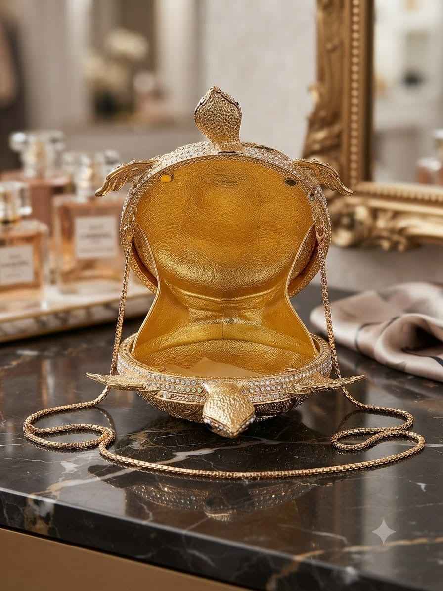 Tortoise crystal clutch