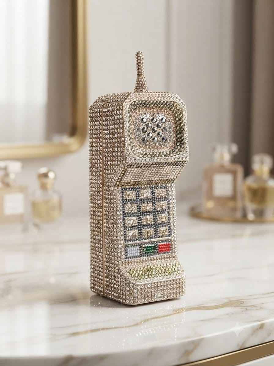 Phone rhinestone clutch