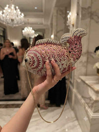 Crystal rhinestone fish shape bag