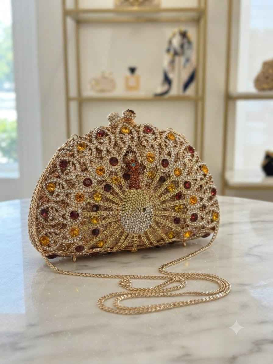 Peacock crystal bags