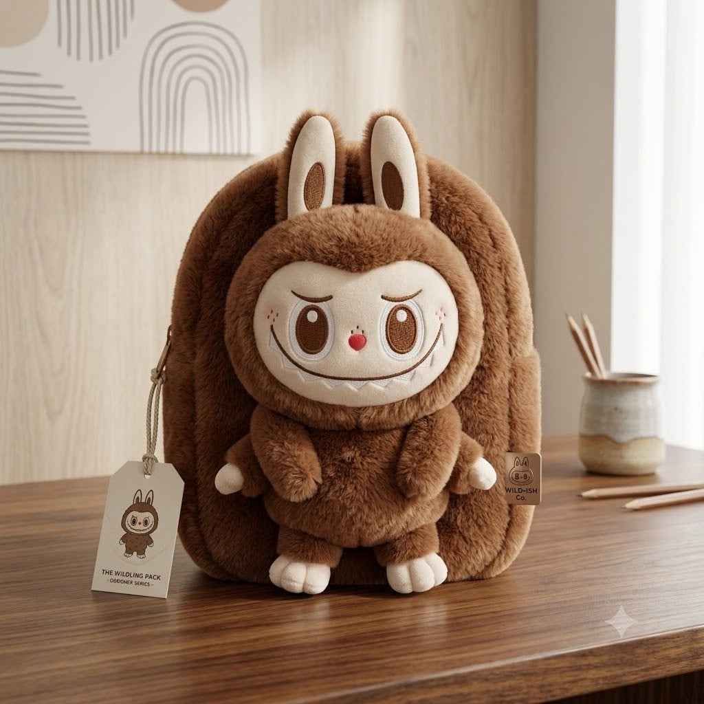 Pikachu and labubu plush toy backpack