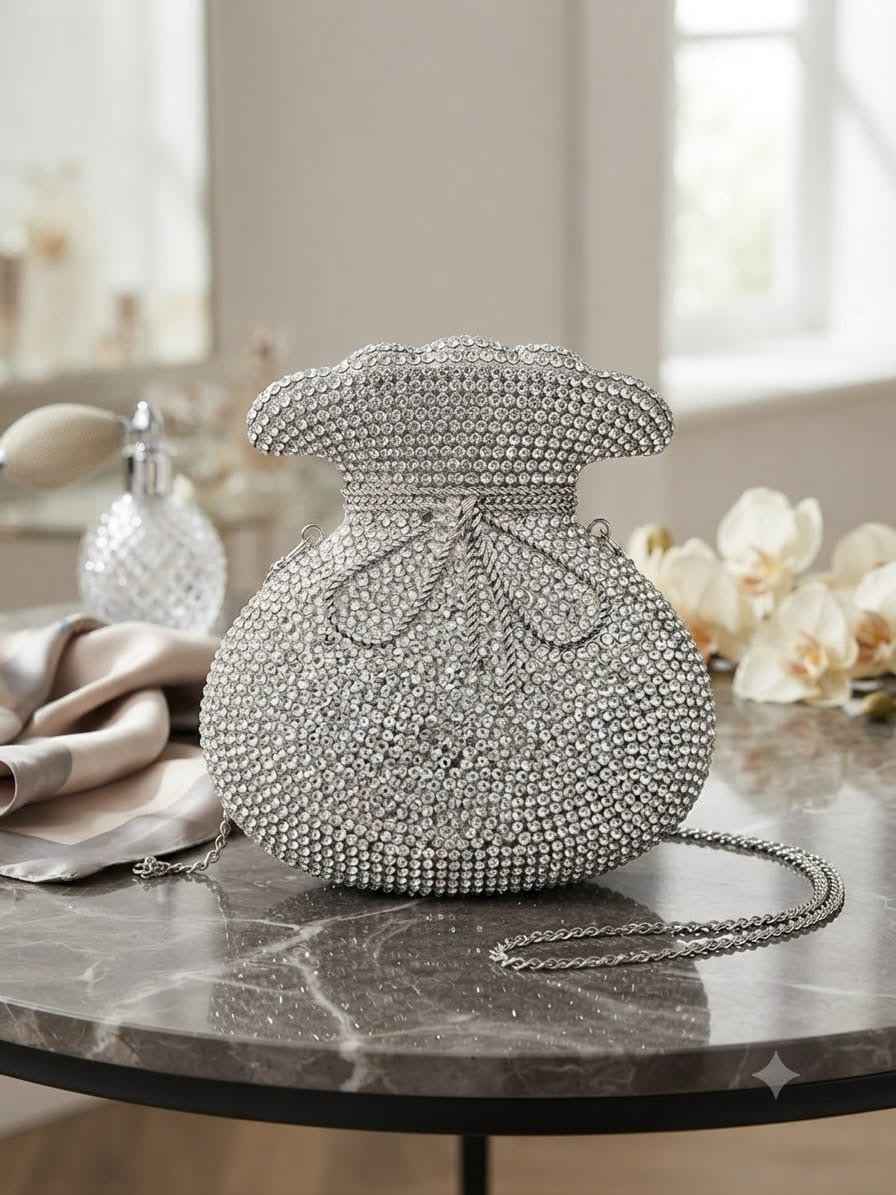 Crystal rhinestone bowknot clutch