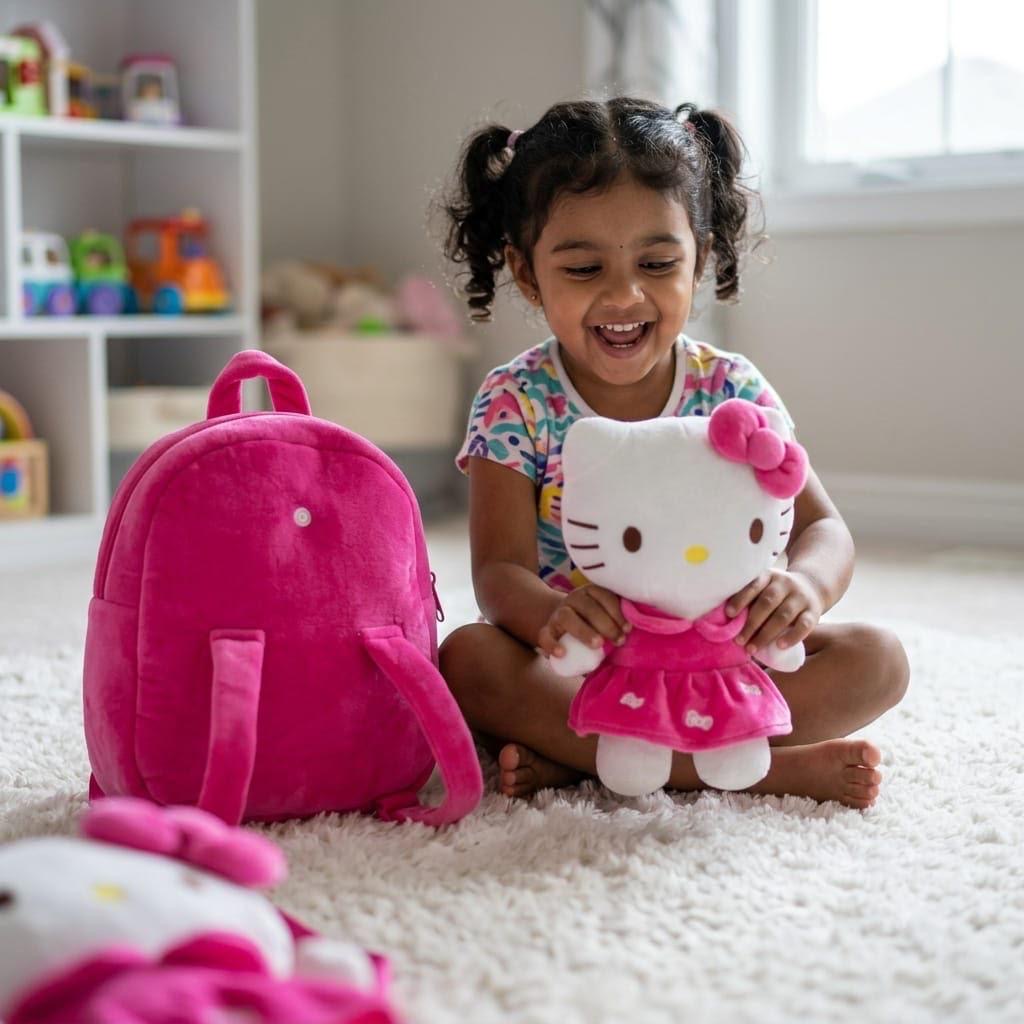 Pink panther & Kitty plush cartoon character backpack