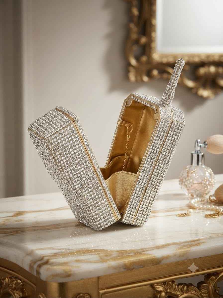 Phone rhinestone clutch