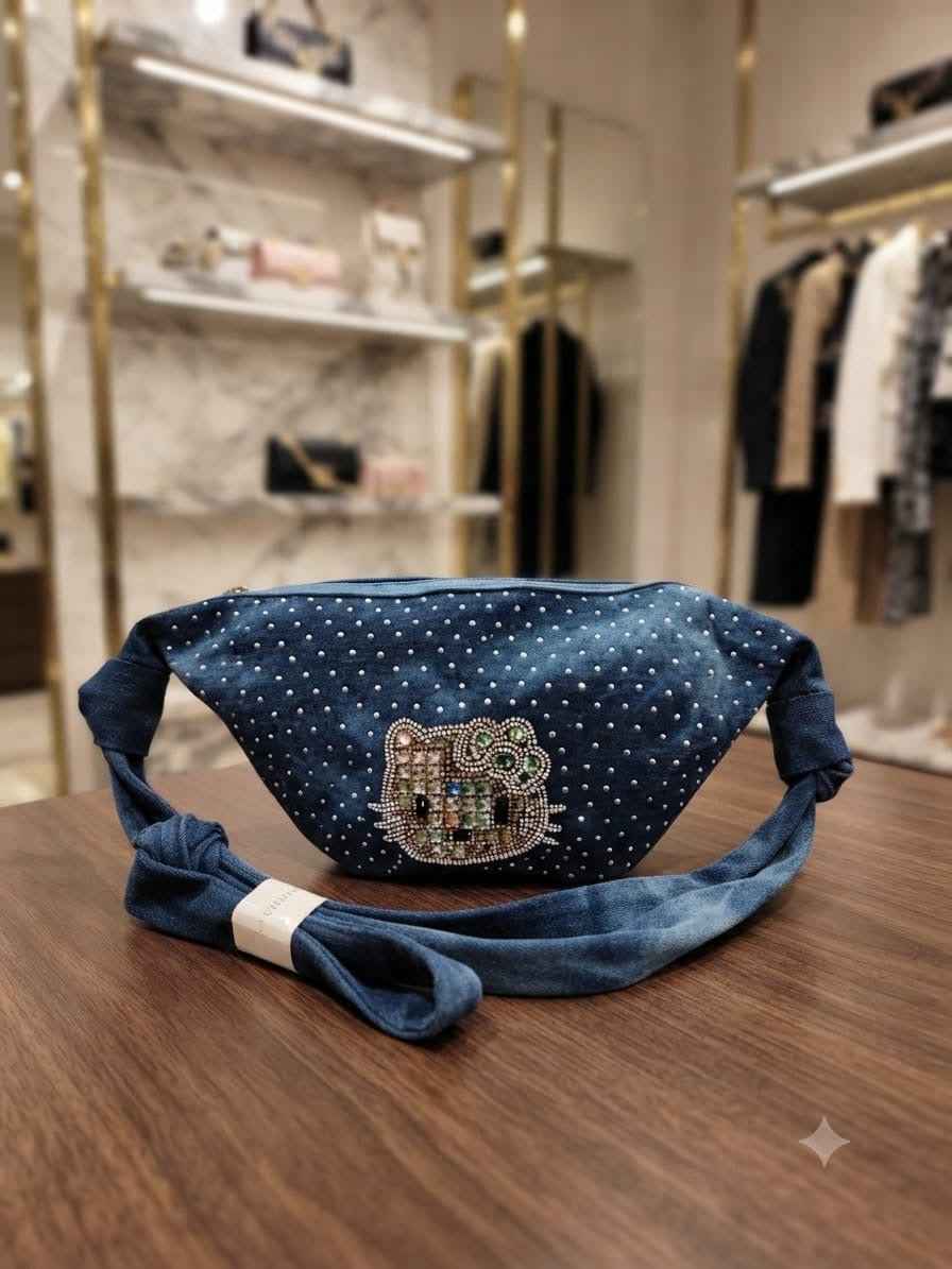 Denim waist bag with hello Kitty character # 8196 Kt