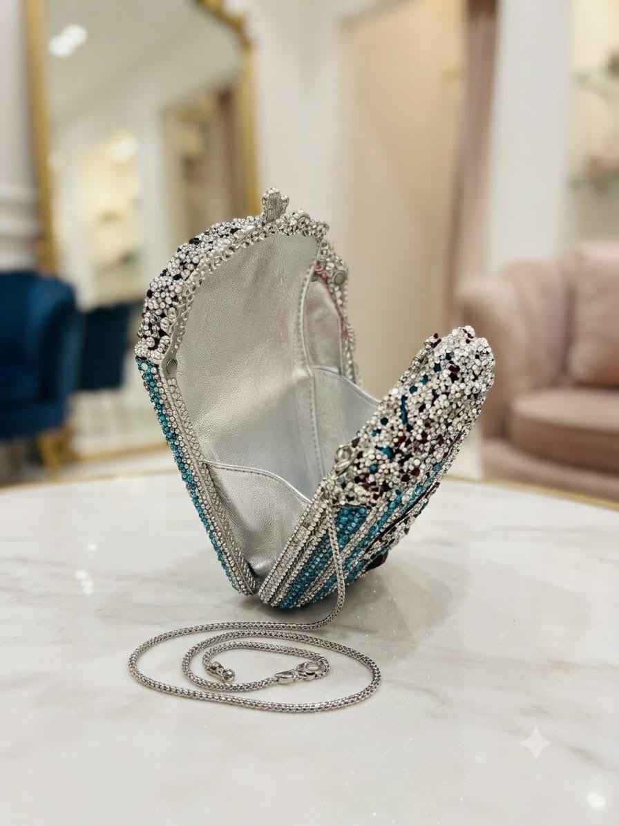 Popcorn rhinestone clutch bag