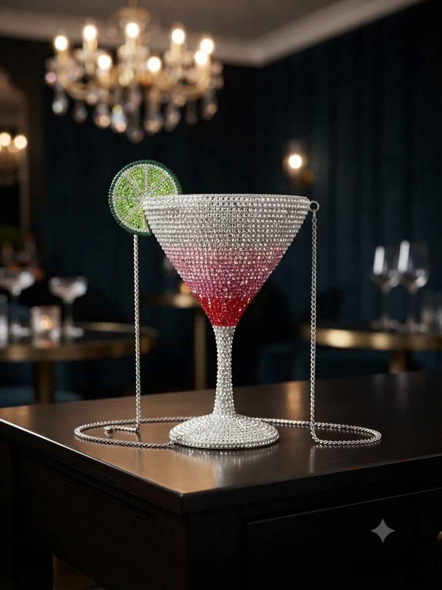 Crystal cocktail glass clutch