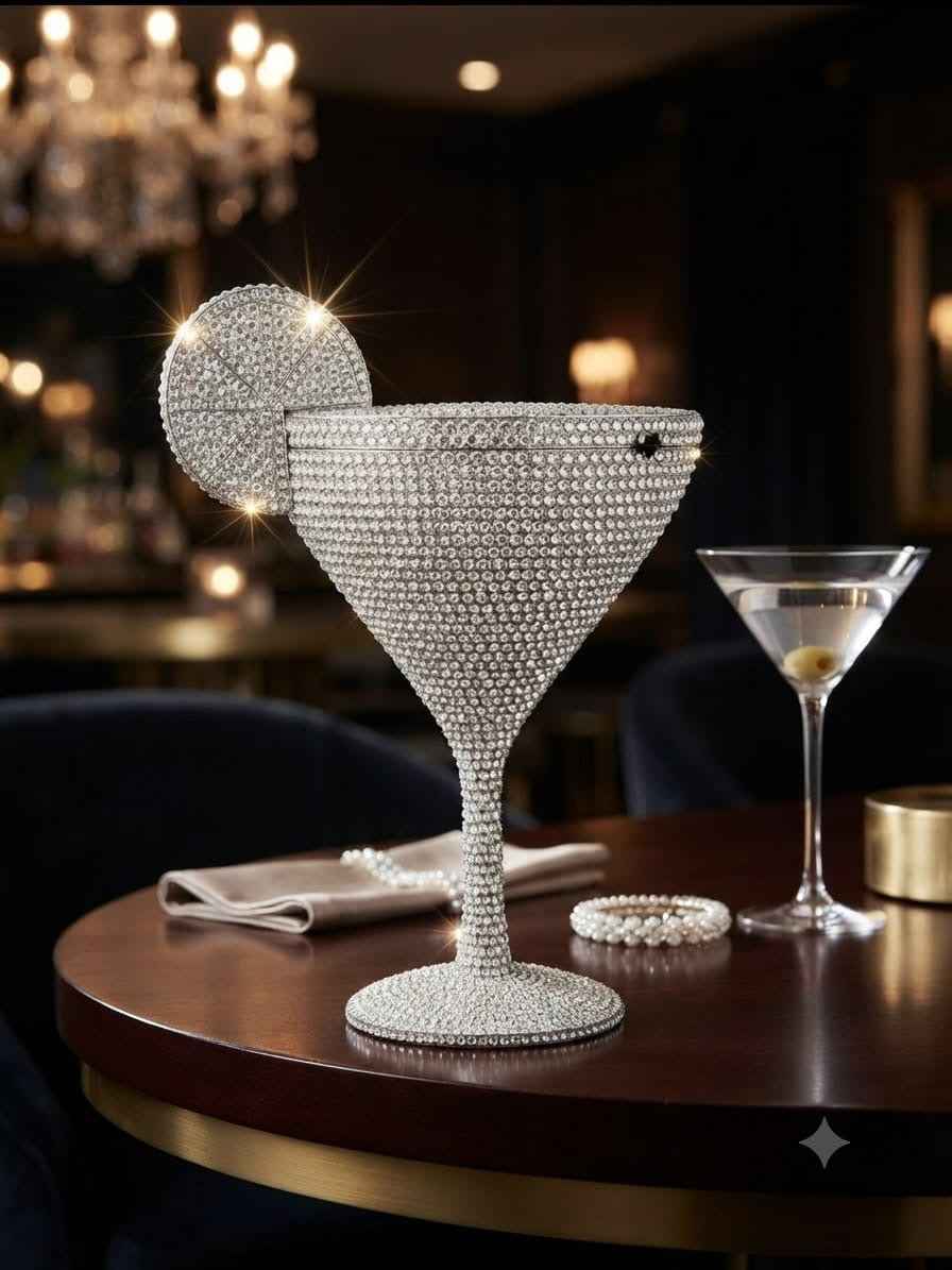 Crystal cocktail glass clutch