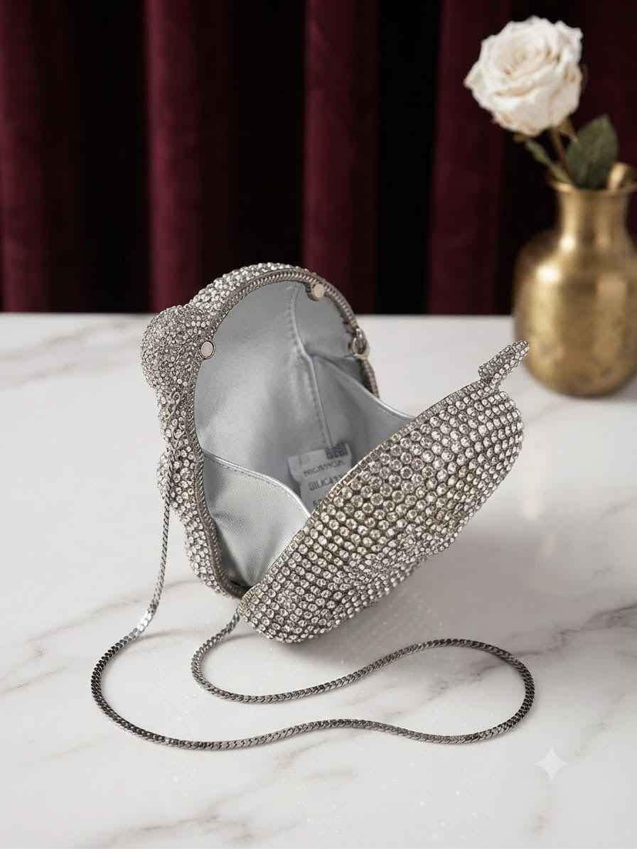 Crystal rhinestone teddy clutch