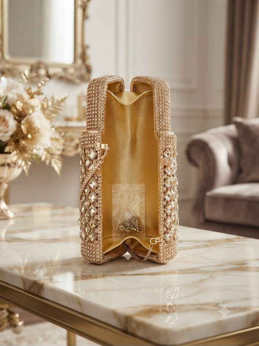 Lipstick rhinestone bag
