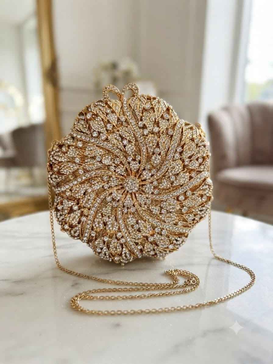Luxury Flower crystal clutch