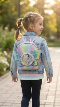 Metallic butterfly kids bag