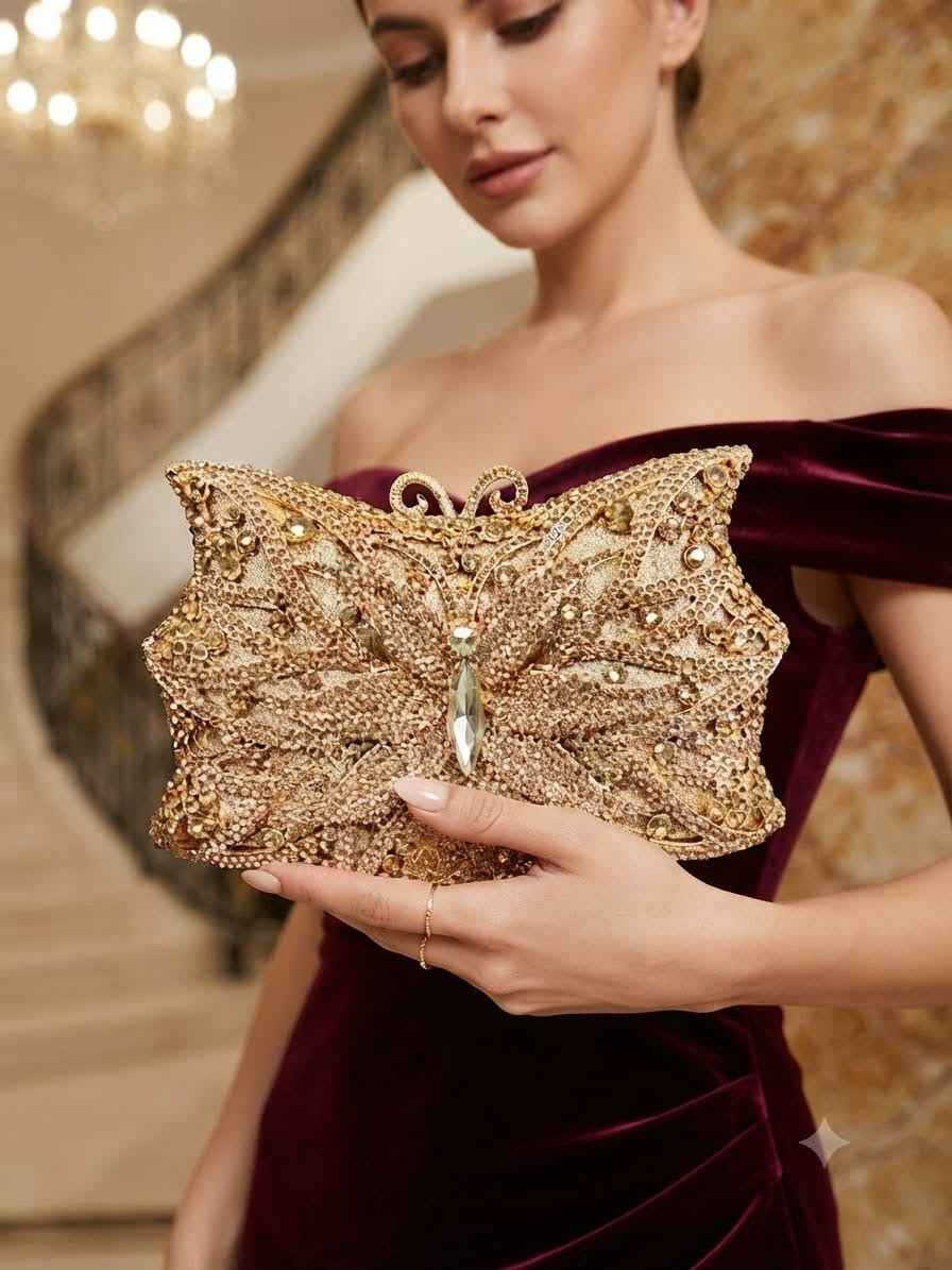 Butterfly crystal clutch
