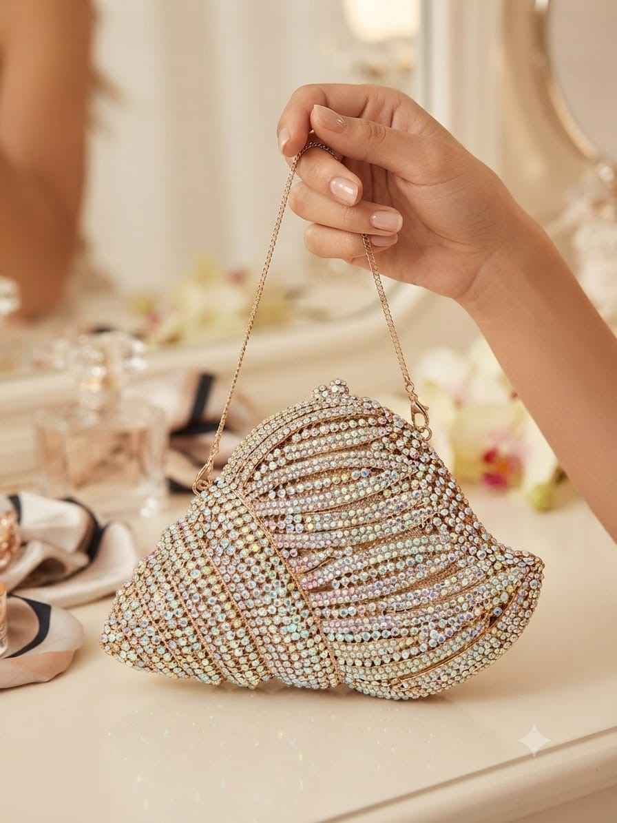 Shell crystal clutch