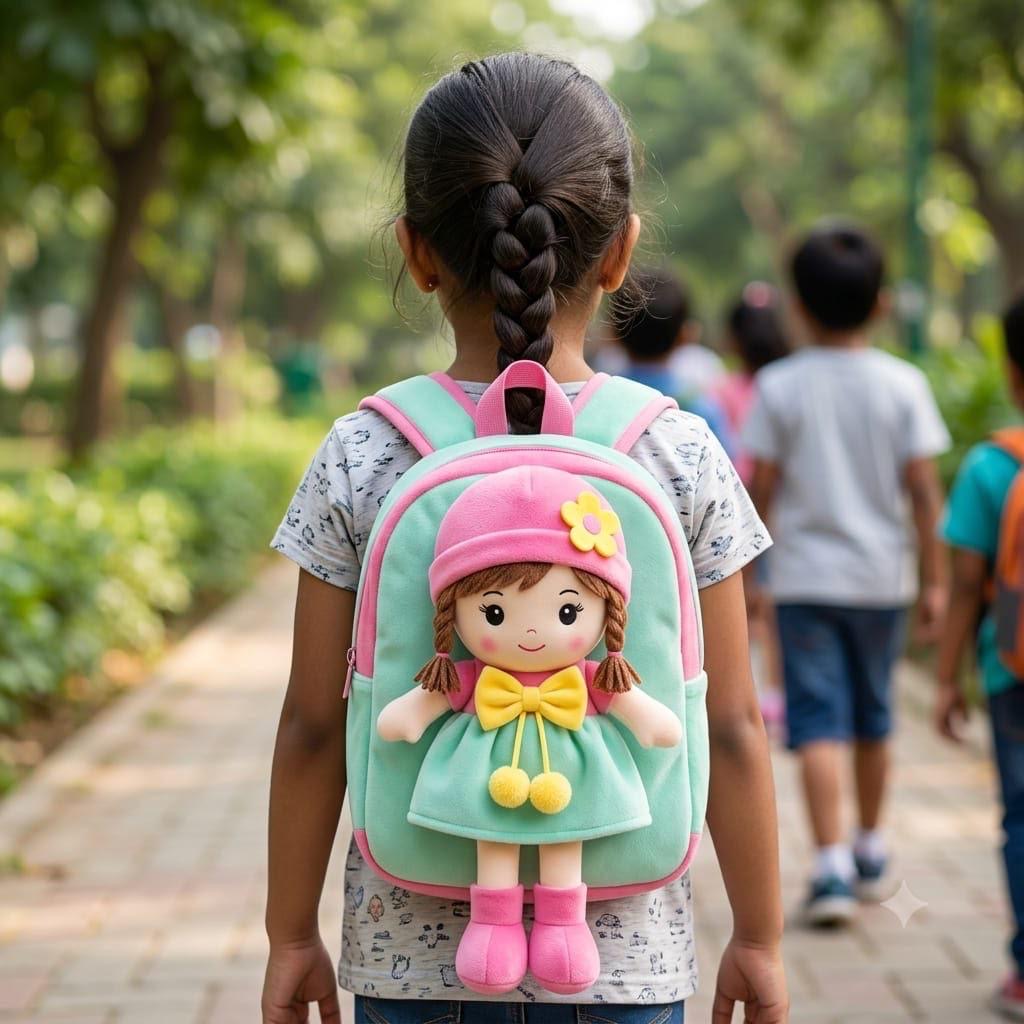 Cute Girl Doll Plush Backpack for Kids
