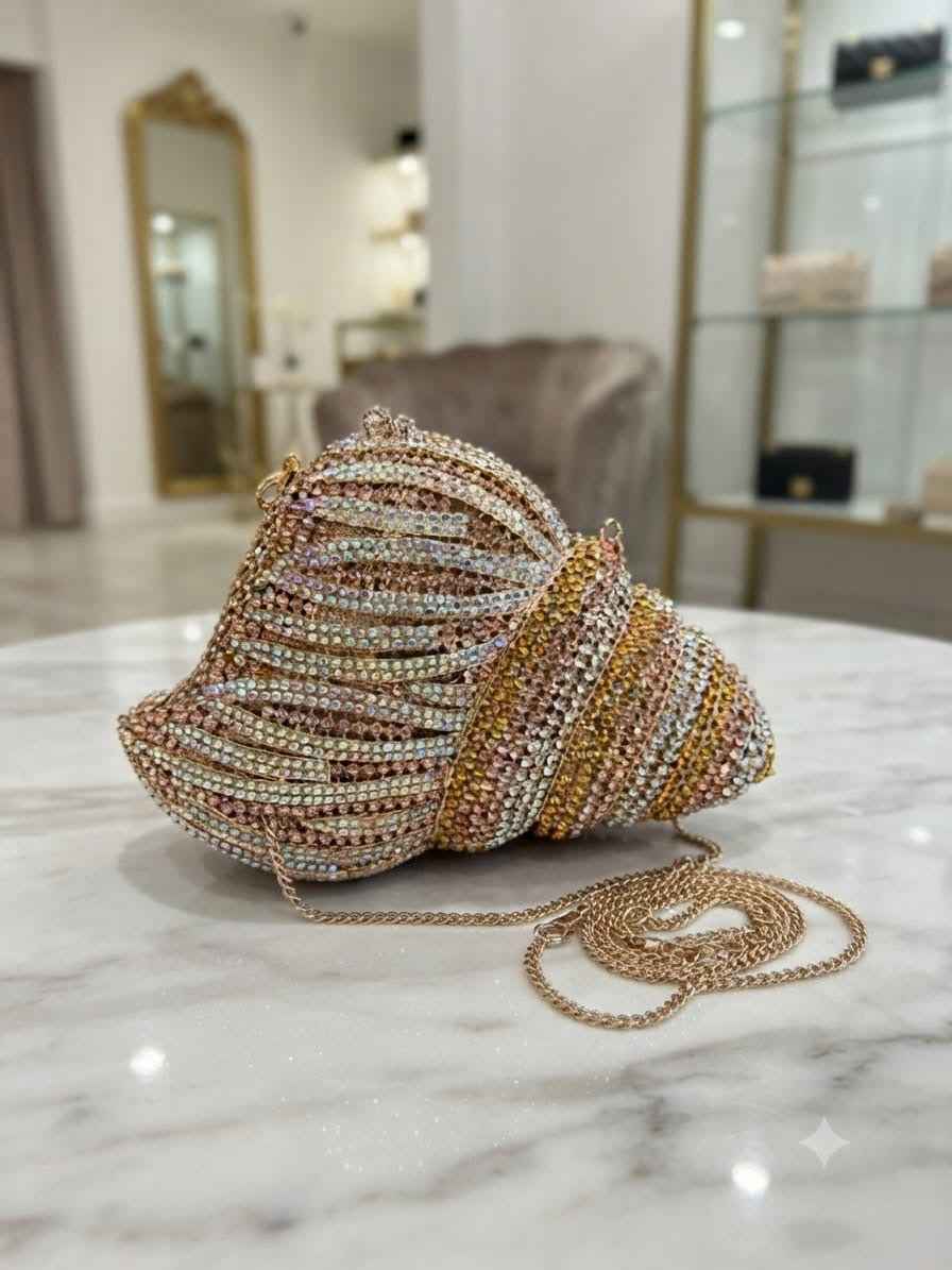 Shell crystal clutch