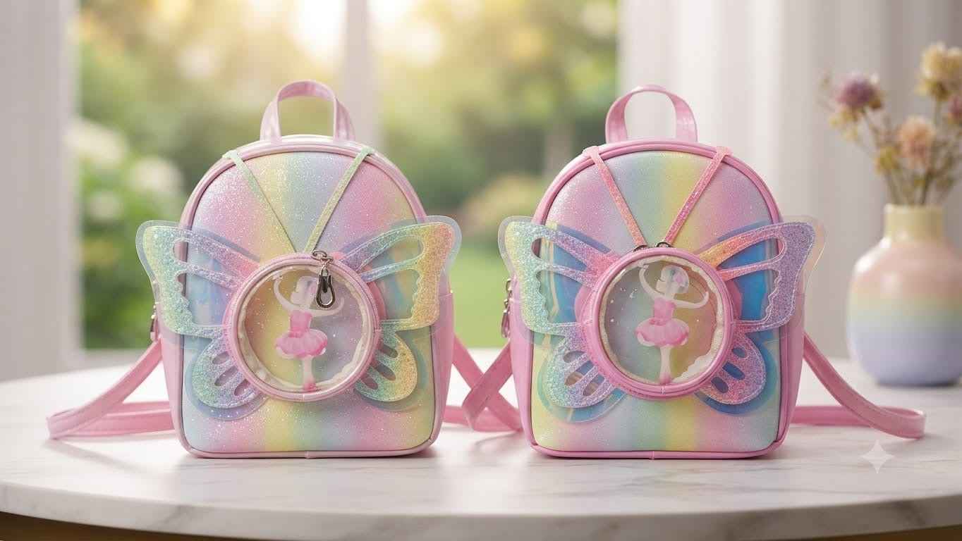 Metallic butterfly kids bag