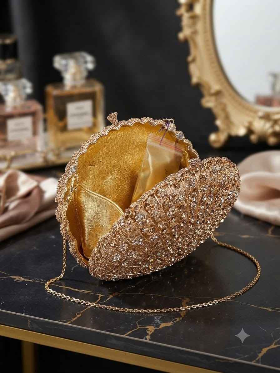 Luxury fan shape Crystal rhinestone clutch