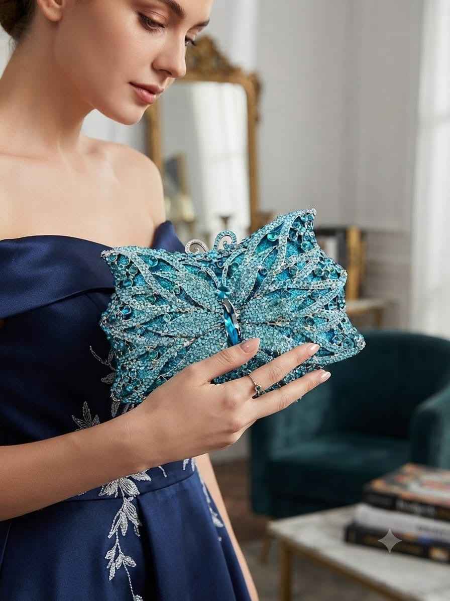 Butterfly crystal clutch