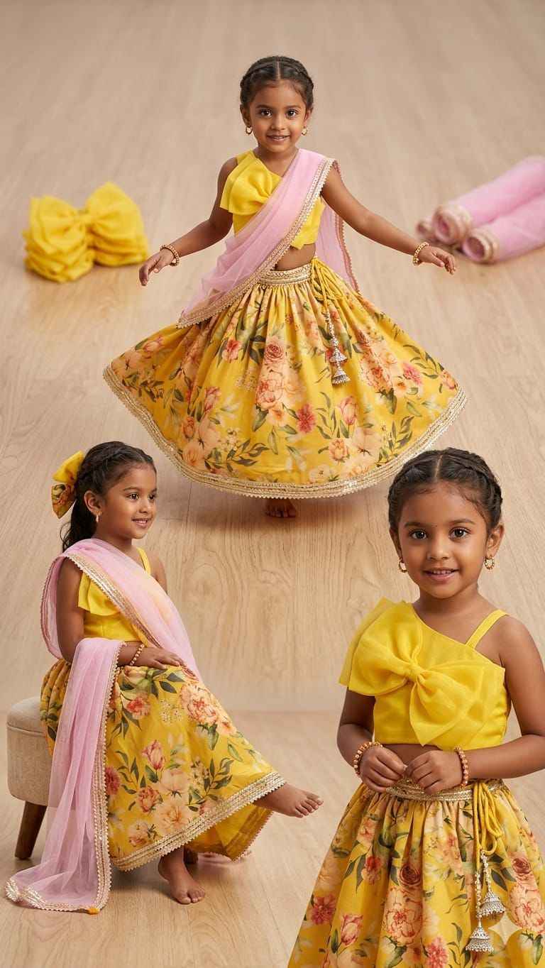 Sunehri Pari : Girls Lehenga Choli Set with Dupatta