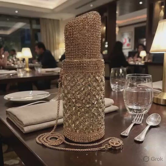 Lipstick rhinestone bag